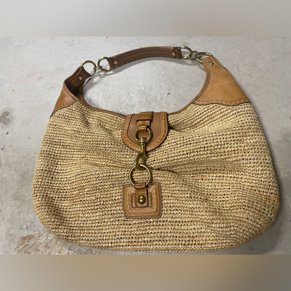 Coach Bleeker Millie Straw Hobo Tote Shoulder Bag F13374 Summer Vacation Resort - Picture 2 of 14